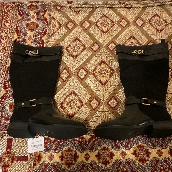 Liz Claiborne Shoes - Liz Claiborne Black and Gold Leather and Suede Winter Boots